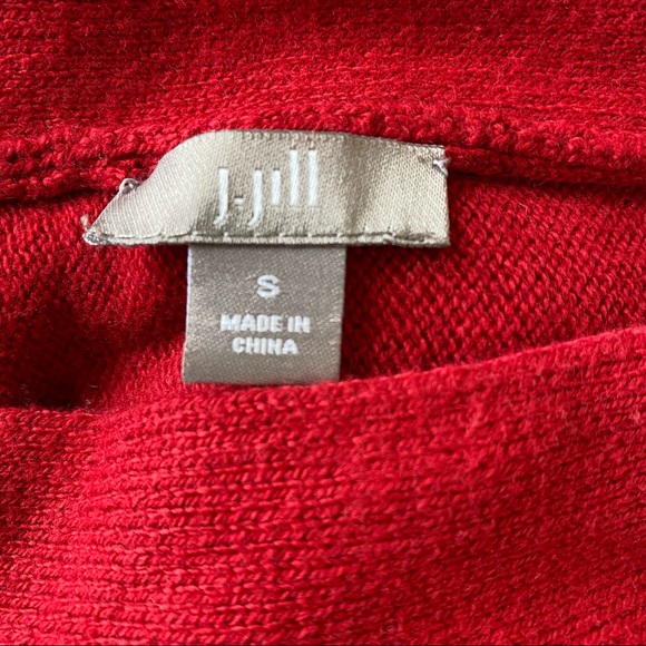 J Jill Red Funnel Neck Tunic Length Swing Style Sweater Small - Picture 8 of 8